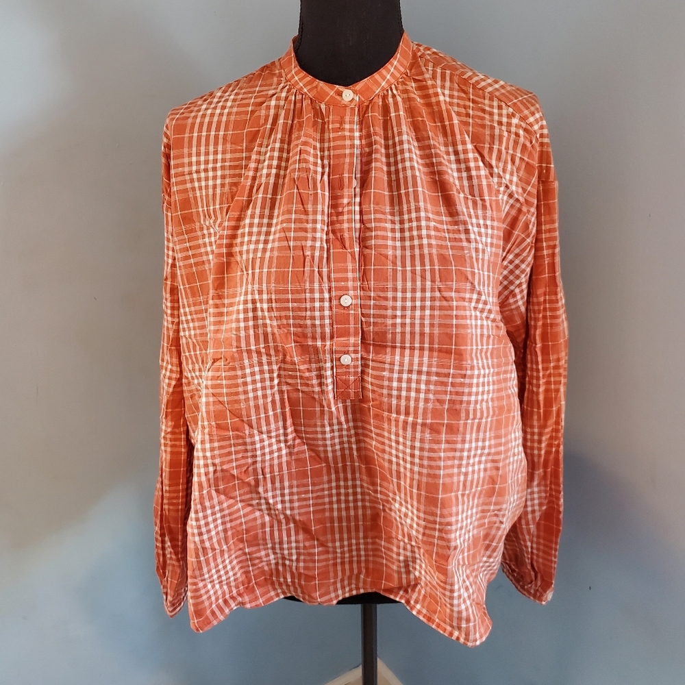 NWT Universal Thread Orange Plaid Blouse